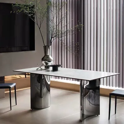Italian Light Luxury Delifon Rock Plate Table Rectangular Modern Simple Household Stainless Steel Rock Plate Table