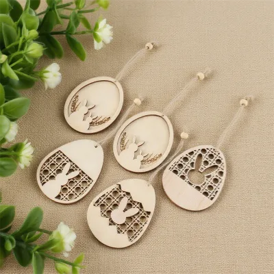 Custom Eco-Friendly Laser Cut Plywood Easter Bunny Name Tag Personalized Wood Engraving for Wall Hanging Decoration
