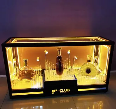 Customized Champagne Display Rack VIP Service XO Hen Ness Led Bottle Presenter Glorifier