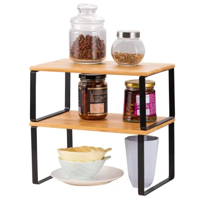 Wooden Handicrafts, New Fashion, Simple Kitchen, Multifunctional Storage Rack, Double-layer Storage Rack