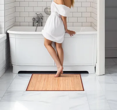 Bamboo Floor Mat, Foldable Bamboo Rug, Area Rug Floor Carpet for Indoor Outdoor Bathroom Kitchen and Bedroom