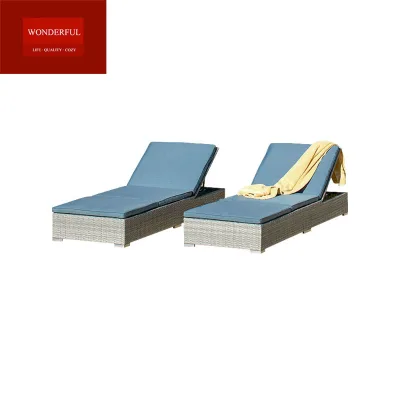 Outdoor Pool Sunbed Beach Lounge Chair With Round Coffee Table