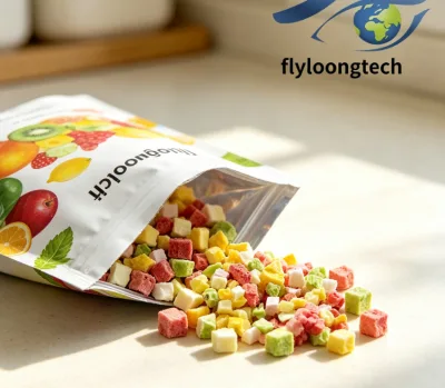 5*5mm  Bulk Freeze Dried  Banana Kiwi Fruit Fig Red Date Apple Strawberry Cubes  Freeze Dried Mixed Fruits Blend Fruits