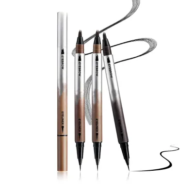 Wholesale Customizable Multi-Color Dual-Ended Eyeliner Pen and Eyebrow Brush Multi-Use Waterproof Long-Lasting