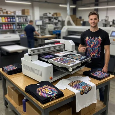 Environment Friendly FN-6090WD A1 Plus Direct Garment Digital Shirt Vivid Color XP600 Flex Automatic All-In-One Flatbed Printer