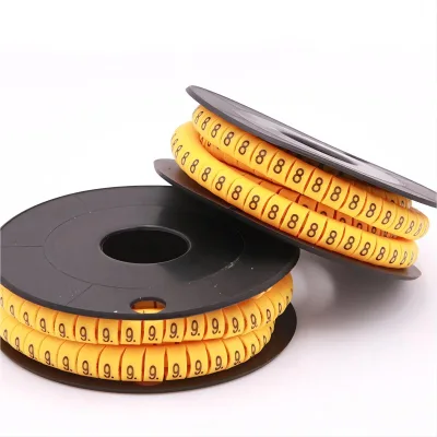 Number Identification Tube Yellow Number Tube Letters and Digits E Type Cable Marker