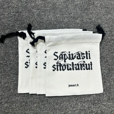 Factory Ready Stock Canvas Drawstring Pouch Bag Thick Fabric Shopping Gift Bag with Custom Logo Printing