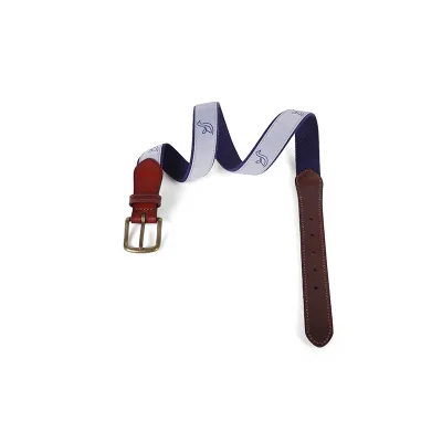 Wholesale Custom Men Vintage Cross Stitch Woven Fabric Belt Retro Style Polyester Dress Belt