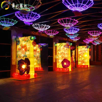 Chinese-Style Lantern Partition Walkway for Festive Occasions Halloween Christmas Easter Thanksgiving Chinese New Year