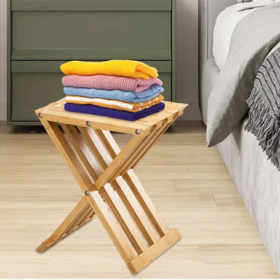 New Bamboo Folding Bench Simple Hidden Entryway Wood Foldable Chair for Home Entrance or Folding Shower Seat