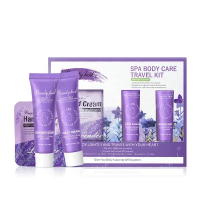 OEM Lavender Body Scrub New Skin Care Bath Beauty Travel Skin Care Sets  Body Scrub Hand Cream Foot Cream Glowing Body Care Set