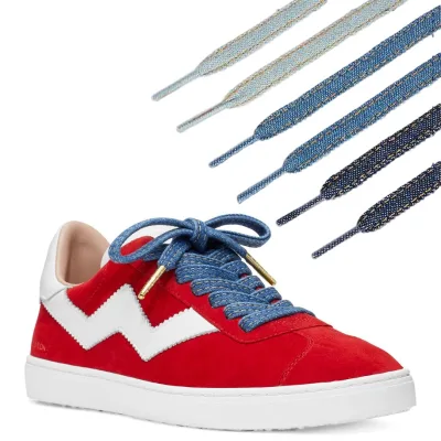 Custom Wholesale Metal Tips Shoe Laces Flat Denim Shoelaces for Sports Sneakers Boot