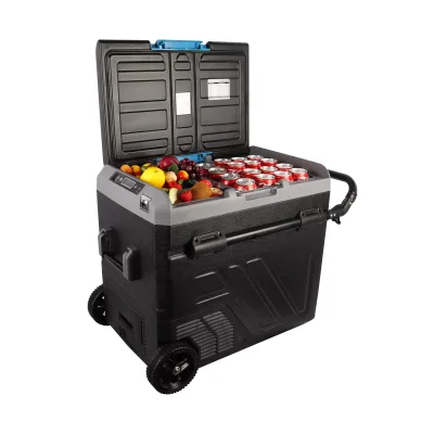 China Factory 50 Liter Refrigerator Outdoor Refrigerator with Wheel 12v/24v Fridge Freezer Caravan Camping Car Accessory