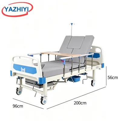 YAZHIYI Standard Multi-function Patient Bed Manual Crank Turn Over Design Side Rails Casters For Elderly Home Medical Care Use
