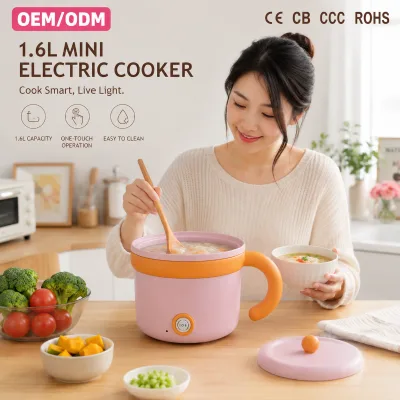 Portable Electric Hot Pot Cooker 1.6L 600W Adjustable Power Stir Fry Wok Smokeless Indoor 220V 50Hz for Student Use KL04002
