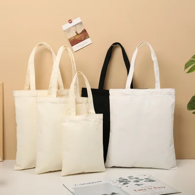 Wholesale Blank Cotton Canvas Bag Color Blank Plain Reusable Linen Cotton Canvas Tote Bag Printed LOGO Customized Handbag