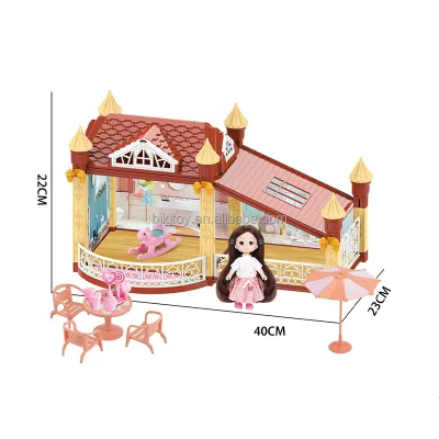 72pcs Lovely Dream Villa Toys New Girls Doll Houses With Light Music and 4.5 Inch Dolls Girls Dream House Game