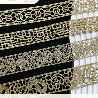 Gold Embroidery Bilateral Hollowed-out Lace Trim Handmade Classic Style Patchwork Ribbon Sewing Supplies Craft Eco-Friendly