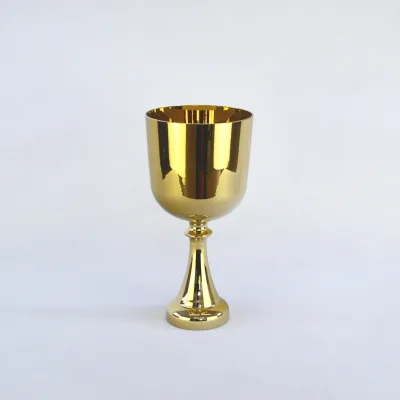 24K Gold Plated Crystal Handle Singing Grail Bowl Hand Held Quartz Crystal Singing Chalice