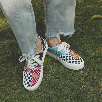 New Ladies Plaid Canvas Shoes Fashion Retro Summer Casual Shoes