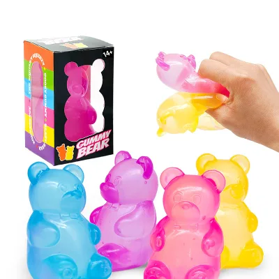 Bear Silicone and PU Music Artifact Toy Slow Rebound Decompression Ball Maltose Decompression Pinch Made of Durable Plastic