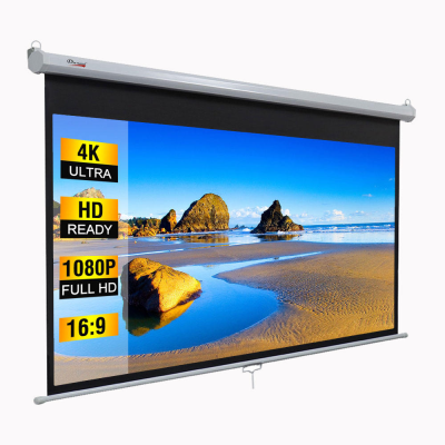 100-Inch 16:9 HD Manual Wall-mounted Projector Screen Matte White Anti-Crease Portable Folding Movie Projection Home Theater