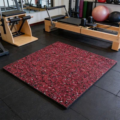 1mx1m Easy-to-Clean Gym Flooring Tiles Composite Rubber Sheets for Weight Areas Custom Cutting Processing Service