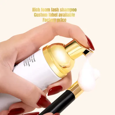 Custom Mini Foaming Garrafas Para Frosted Silver Lash Extensions Shampoo Soft Brush Bottles with Bag Box