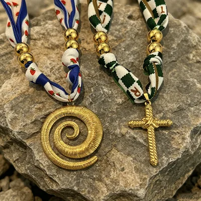 Stainless Steel Cross Pendant Necklace with Shell Charm Titanium Steel Collarbone Chain Women Scarf Layered Jewelry