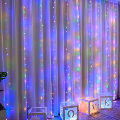 YN Water Flowing PVC String Curtain Lights LED High-Light Warm White AC Powered 8 Modes (Multicolor) for Parties Add Romantic
