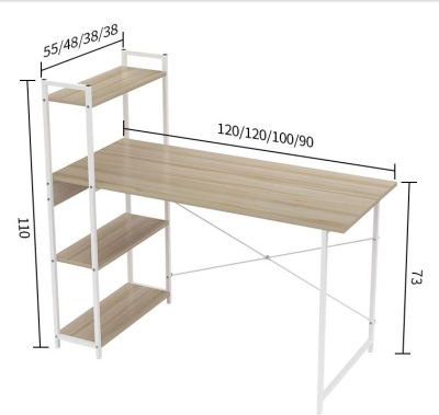 Computer Desk with 4 Shelves,PC Laptop Table Home Office Workstation Study Wooden Desk
