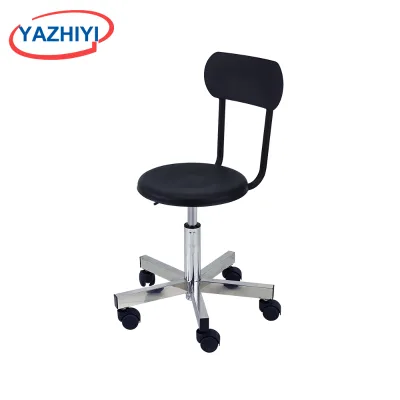 Height Adjustable Comfortable Stainless Steel ABS Lab Stool Backrest 360 Swivel Hospital Use Medical Office Chair Rolling