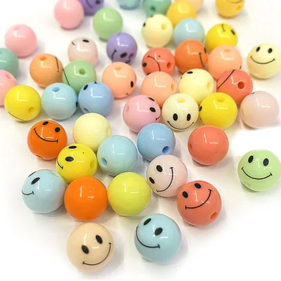Round Acrylic Beads with Smile Face for Acrylic Bead Bracelet