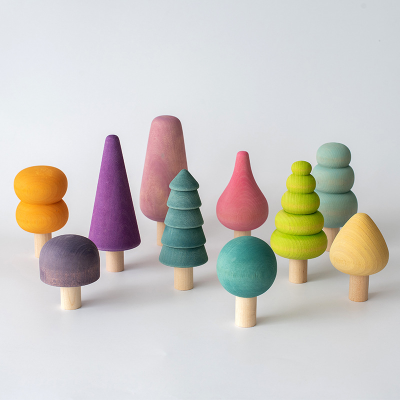 Nordic Ins Forest Colourful Wooden Trees Children Solid Wood Rainbow Blocks Room Decoration Building Blocks Toy