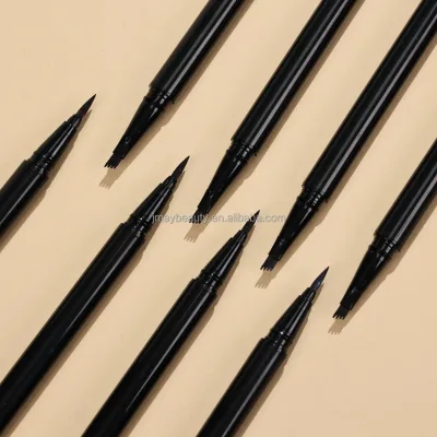 Hot Sale Vegan Daily Makeup Private Label Water Proof Dual Side 2 Head Fork Eye Brow Pen 4 Forks Eyebrow Pencil Eyeliner Pen