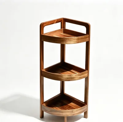 Wooden 3-Tier Corner Shelf Freestanding Corner Storage Rack for Bathroom Essentials