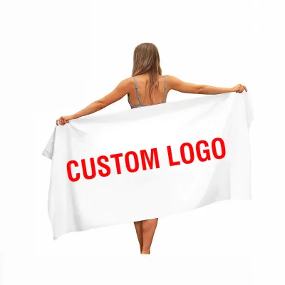 No MOQ High Water Absorbent Soft Sublimation Sports Towels Cotton Microfibre Sand Free Logo Print Advertising Custom Beach Towel