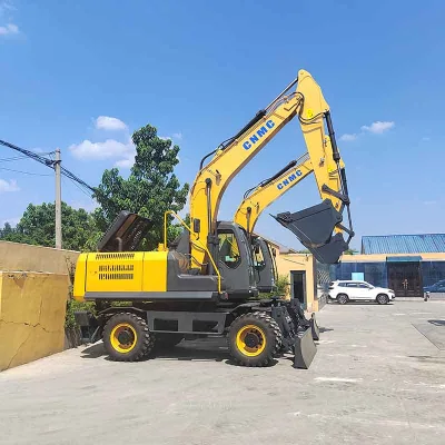 Strong Power Hydraulic Drive Small Scale Construction Machinery 7 Ton Rubber Tire Wheel Excavator
