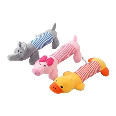 2025 Cute Pet Dog Plush Squeak Dog Toy Durable Chewing Pet Molar Toy Suitable for All Pets Elephant Duck Pig