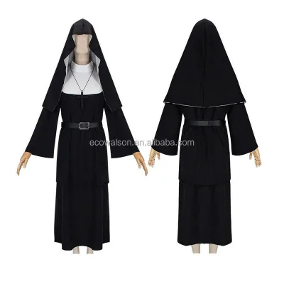 Women Nun Costumes Maria Middle Ages Cosplay Renaissance Vintage Nun Robe Halloween Party Carnival Performance Clothing Set