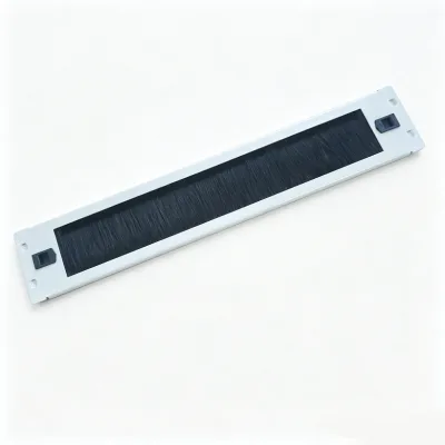 2U 19 Inch Rack Mount Brush Cable Management Panel White Steel Brush Cable Management Panel