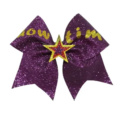 Cheer Leading Hair Bows Collegiate Flames Rhinestone Bow Cheer Straw Topper Cheerleading Bow Glitter
