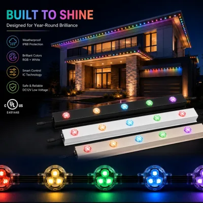 Durable Outdoor Lighting 40mm RGBW IP67 Permanent Pixel Light For Hotel Facade Building Outline Garden And Commercial Projects