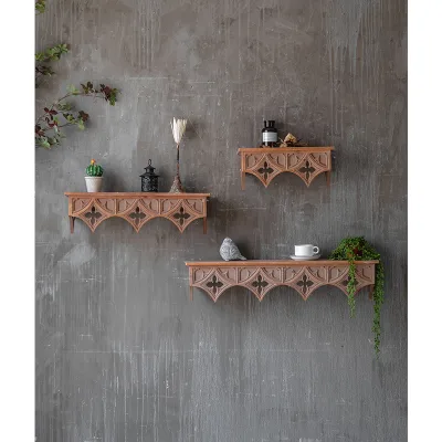 European Vintage Style Wall Wooden Shelf Cafe Living Room Decorative Pendant Wall Baffle Bookshelf Home Decoration Accessories
