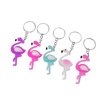 Hot Sale Flamingo Shape Cute Custom Customized Pvc Silicone Rubber 3D Keychain in Bulk