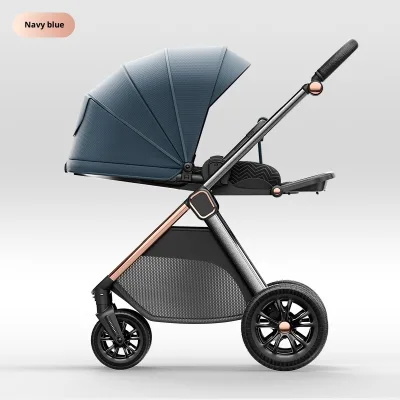 High View Baby Pram Stroller with One Hand Fold Shock Absorbing Wheels and Multi Position Recline for Comfortable Travel