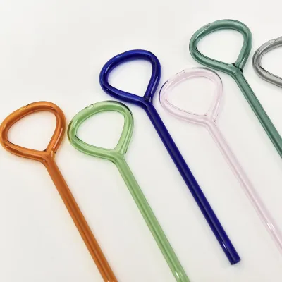 56H Eco-Friendly Hand-Blown Borosilicate Glass Straws with BPA-Free Handcrafted Borosilicate Glass Drinking Straws for Daily Use
