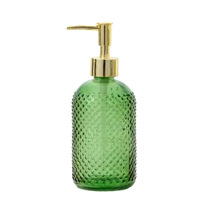 14-16oz Refillable Glass Soap Dispenser with 304 Stainless Steel Pump Classic Design Leak-Proof for Kitchen & Bathroom