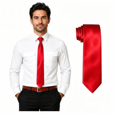 Business Formal Solid Color Necktie for Men 7-8 cm Classic Handmade 100% Polyester Fabric Classic Design