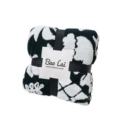 Throw Blanket for Couch - Ultra Soft Blanket, Plush Warm Reversible Blanket, Cow Jacquard Knitted Throw for Sofa & Bed, Black